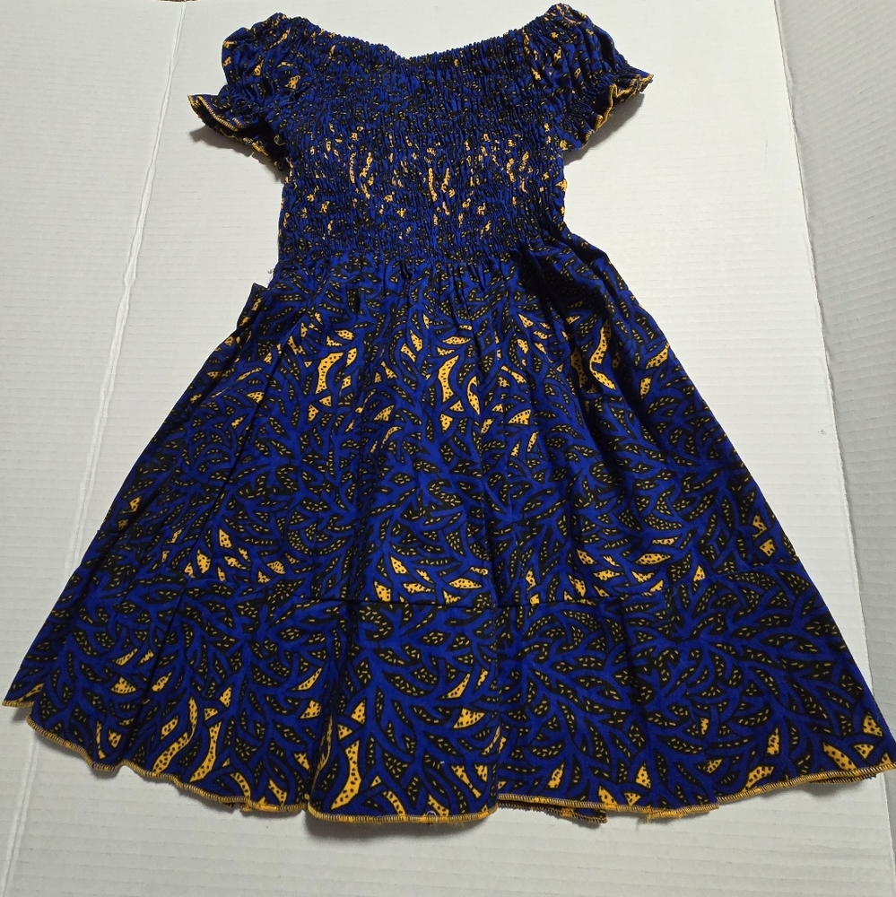 Blue Black and Yellow Patterned Dress - 3T